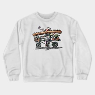 Sub Sandwich Delivery Guy on Bike Crewneck Sweatshirt